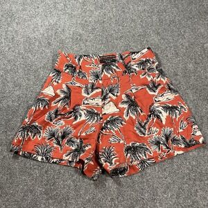 Tahari Women's 100% Linen Pleated Chino Shorts Size 8 Rust Vacation Resortwear